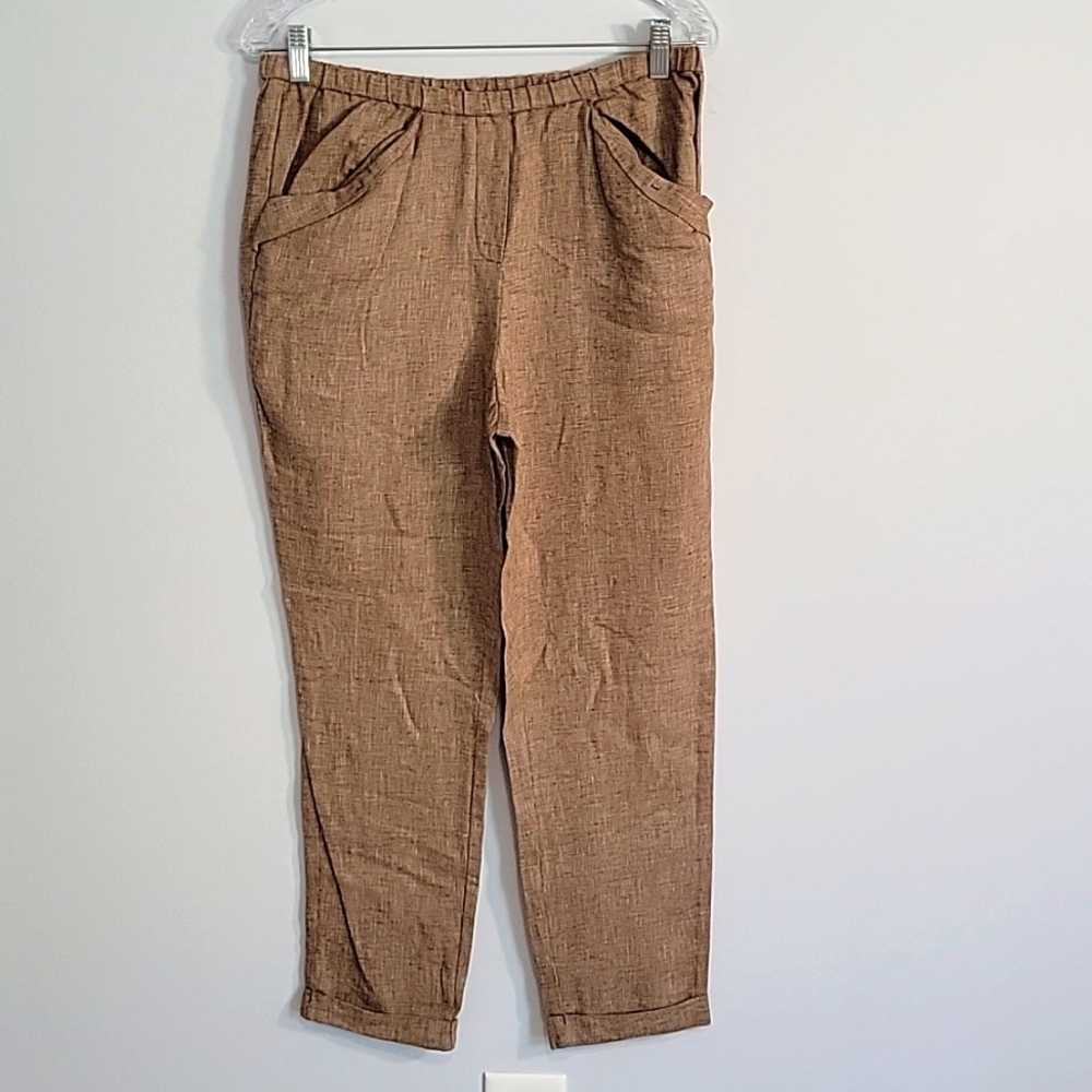 Jones New York Linen Blend Pull On Elastic Waist Pockets Cuffed Pants XS NWOT - Picture 1 of 5